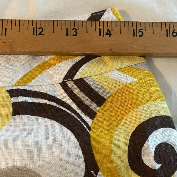 Harvé Benard Women’s Petite Linen Skirt, Yellow/Brown Geometric Pattern; Size 6P - Picture 10 of 11